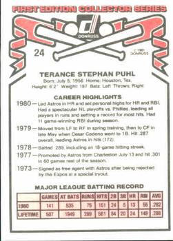 Terry Puhl  baseball card collectible - Main Image 2