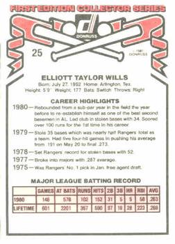 Bump Wills  baseball card collectible - Main Image 2