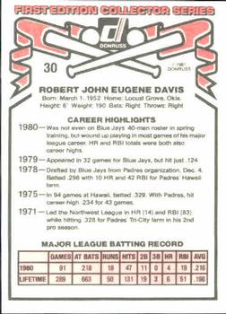 Bob Davis  baseball card collectible - Main Image 2
