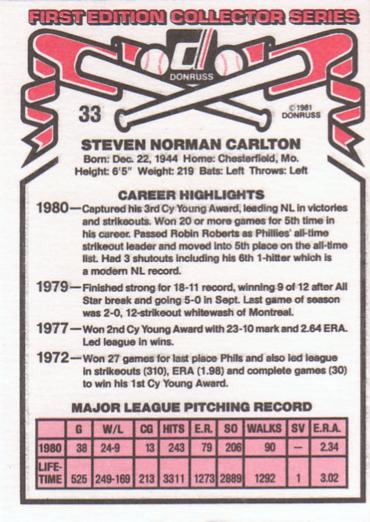 Steve Carlton  baseball card collectible - Main Image 2