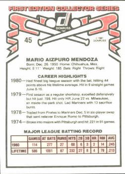 Mario Mendoza  baseball card collectible - Main Image 2