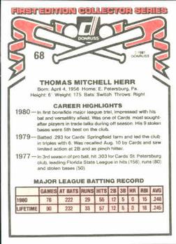 Tom Herr  baseball card collectible - Main Image 2