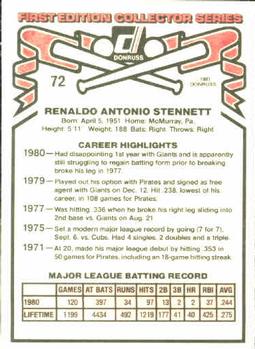 Rennie Stennett  baseball card collectible - Main Image 2
