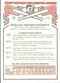 Rennie Stennett  baseball card collectible - Main Image 2
