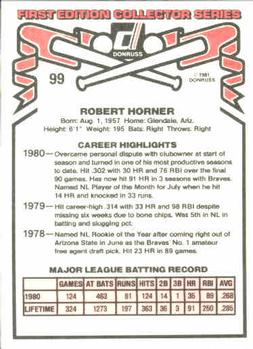 Bob Horner  baseball card collectible - Main Image 2
