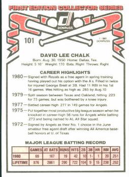 Dave Chalk  baseball card collectible - Main Image 2