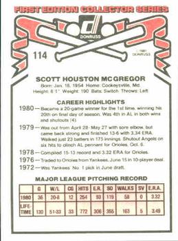Scott McGregor  baseball card collectible - Main Image 2