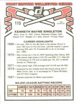 Ken Singleton  baseball card collectible - Main Image 2