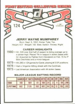 Jerry Mumphrey  baseball card collectible - Main Image 2