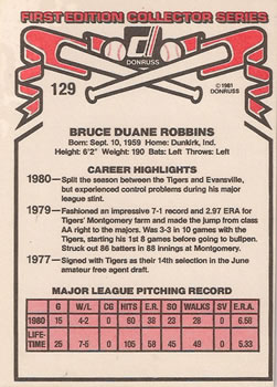 Bruce Robbins  baseball card collectible - Main Image 2