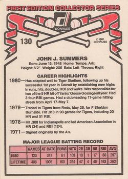 Champ Summers  baseball card collectible - Main Image 2