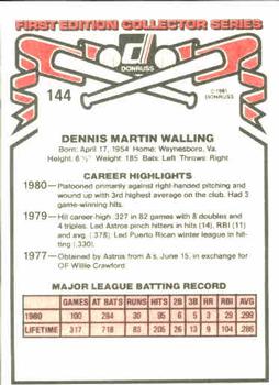 Dennis Walling  baseball card collectible - Main Image 2