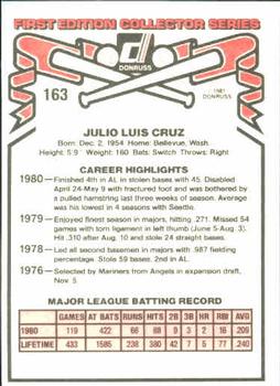 Julio Cruz  baseball card collectible - Main Image 2