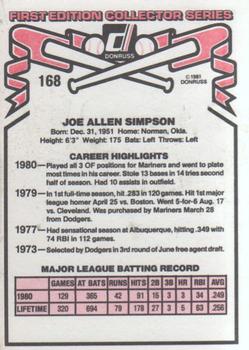 Joe Simpson  baseball card collectible - Main Image 2