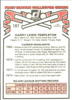 Garry Templeton  baseball card collectible - Main Image 2