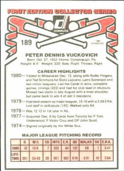 Pete Vuckovich  baseball card collectible - Main Image 2