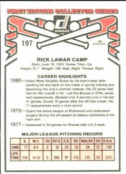 Rick Camp  baseball card collectible - Main Image 2