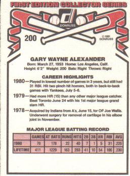 Gary Alexander  baseball card collectible - Main Image 2