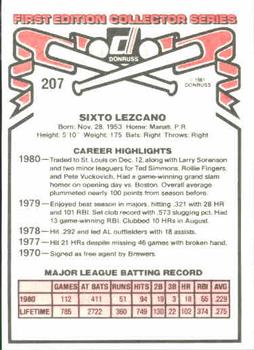 Sixto Lezcano  baseball card collectible - Main Image 2