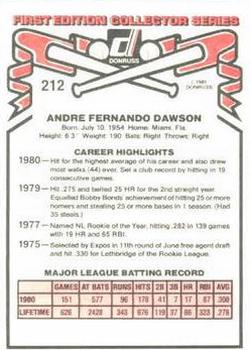 Andre Dawson  baseball card collectible - Main Image 2