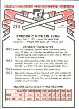 Fred Lynn  baseball card collectible - Main Image 2