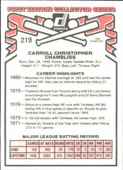 Chris Chambliss  baseball card collectible - Main Image 2
