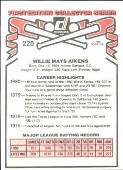 Willie Aikens  baseball card collectible - Main Image 2