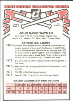 John Wathan  baseball card collectible - Main Image 2