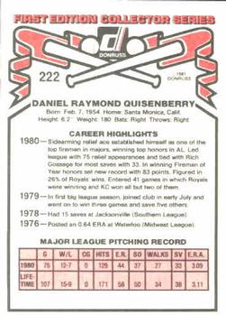 Dan Quisenberry  baseball card collectible - Main Image 2