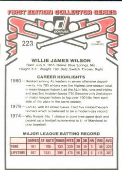 Willie Wilson  baseball card collectible - Main Image 2