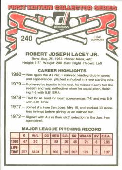 Bob Lacey  baseball card collectible - Main Image 2