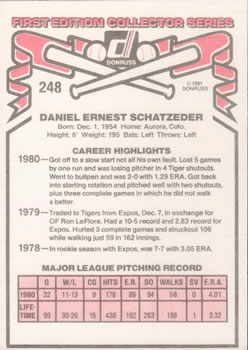 Dan Schatzeder  baseball card collectible - Main Image 2