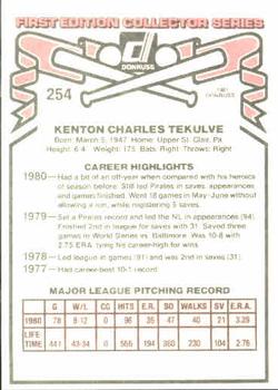 Kent Tekulve  baseball card collectible - Main Image 2