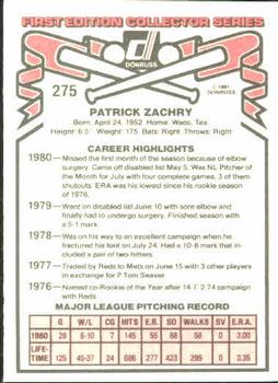 Pat Zachry  baseball card collectible - Main Image 2