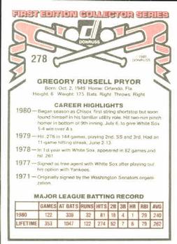 Greg Pryor  baseball card collectible - Main Image 2