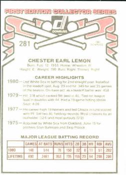 Chet Lemon  baseball card collectible - Main Image 2