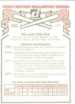 Ted Cox  baseball card collectible - Main Image 2