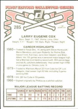 Larry Cox  baseball card collectible - Main Image 2