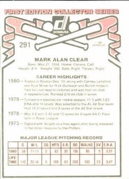 Mark Clear  baseball card collectible - Main Image 2