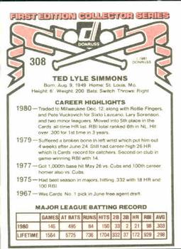 Ted Simmons  baseball card collectible - Main Image 2