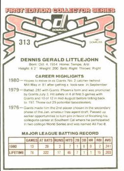 Dennis Littlejohn  baseball card collectible - Main Image 2