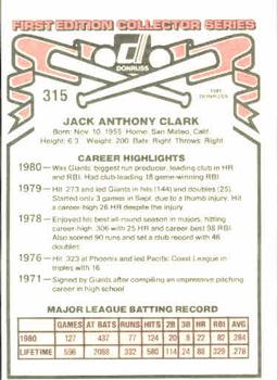 Jack Clark  baseball card collectible - Main Image 2