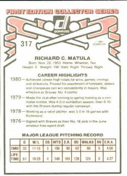 Rick Matula  baseball card collectible - Main Image 2