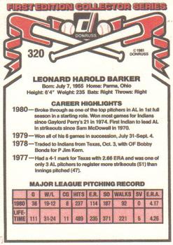 Len Barker  baseball card collectible - Main Image 2