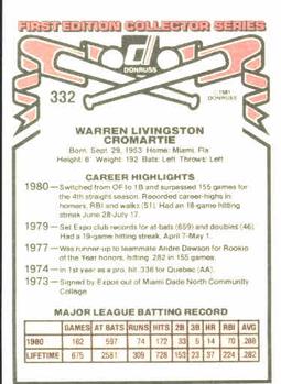 Warren Cromartie  baseball card collectible - Main Image 2