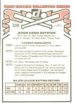 Jerry Royster  baseball card collectible - Main Image 2