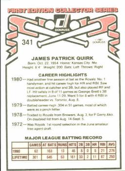 Jamie Quirk  baseball card collectible - Main Image 2