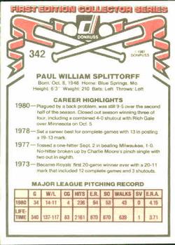 Paul Splittorff  baseball card collectible - Main Image 2