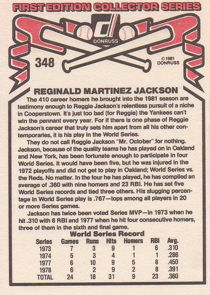 Reggie Jackson  baseball card collectible - Main Image 2