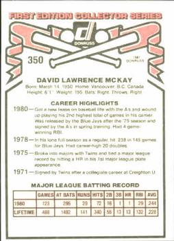 Dave McKay  baseball card collectible - Main Image 2